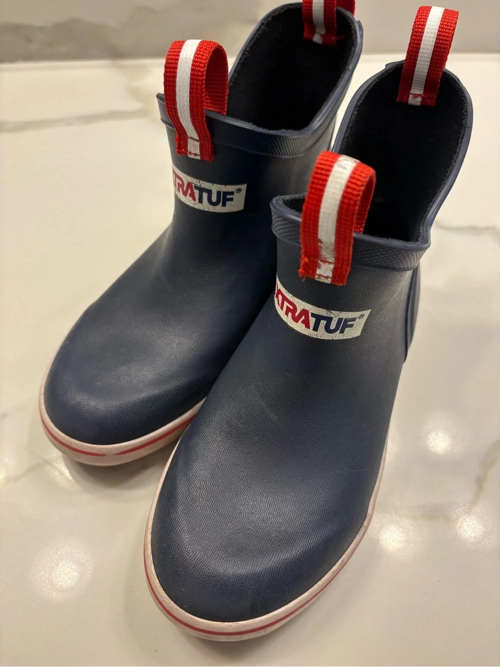 XTRATUF Kids Navy Boots with Red Trim